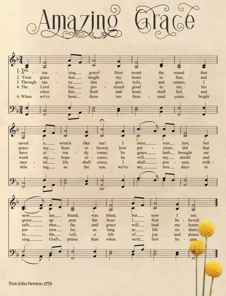 Amazing Grace - Easy Worship Songs on Guitar - Sheet Music