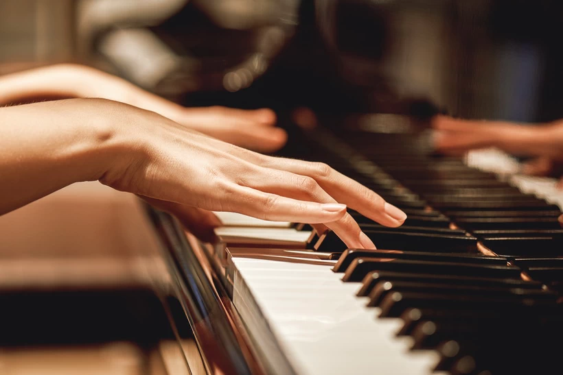 Piano playing with both hands