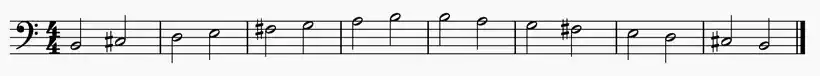 B Minor Scale in Asc and Desc direction on Bass Clef