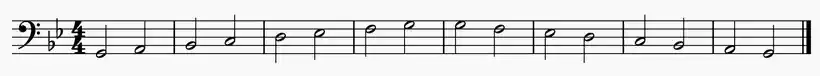G Minor scale in Asc and Desc on Bass Clef