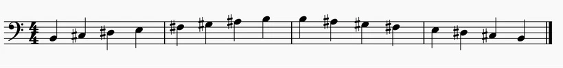 B Major Scale Ascending and Descending on the Bass Clef