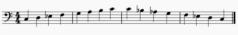 C Melodic Minor on Bass Clef