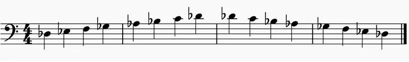 D Flat Major Scale on Bass Clef