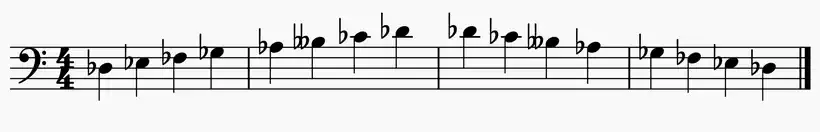 D Flat Minor Scale on Bass Clef