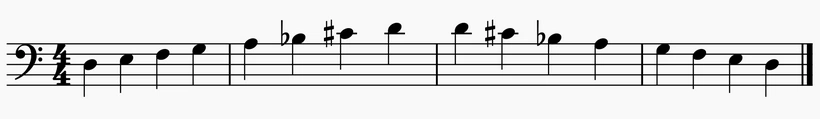 D Harmonic Minor Scale on Bass Clef
