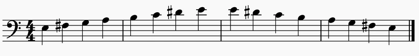 E harmonic Minor Scale on Bass Clef