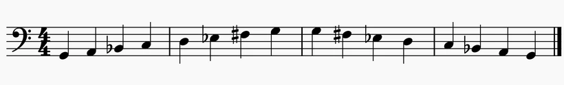 G Harmonic Minor Scale on Bass Clef